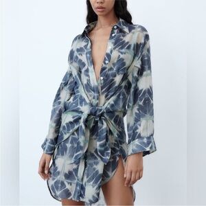 New Zara Ramie Dress with Knot M/L